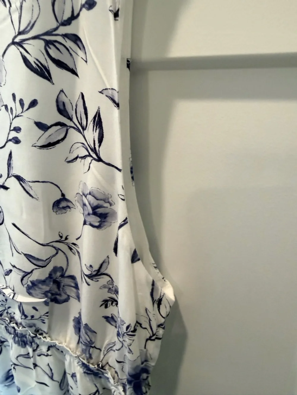 Cynthia Rowley Floral Dress Size 12 Blue White Sleeveless Fit & Flare Midi